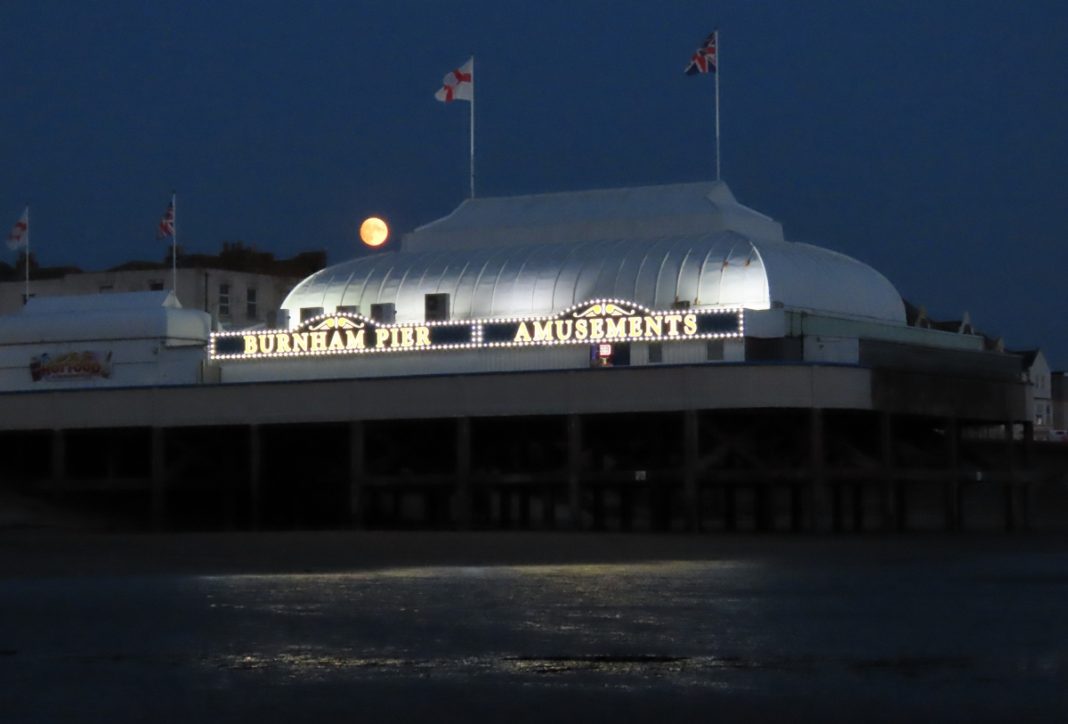 Buck Moon over Burnham-On-Sea Pier 2021