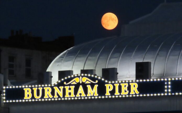 Buck Moon over Burnham-On-Sea Pier 2021