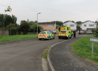 Air ambulance lands in Brue Crescent, Burnham-On-Sea