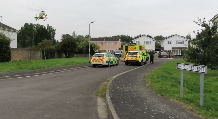 Air ambulance lands in Brue Crescent, Burnham-On-Sea