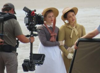 Sanditon filming on Brean beach near Burnham-On-Sea