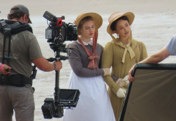 Sanditon filming on Brean beach near Burnham-On-Sea