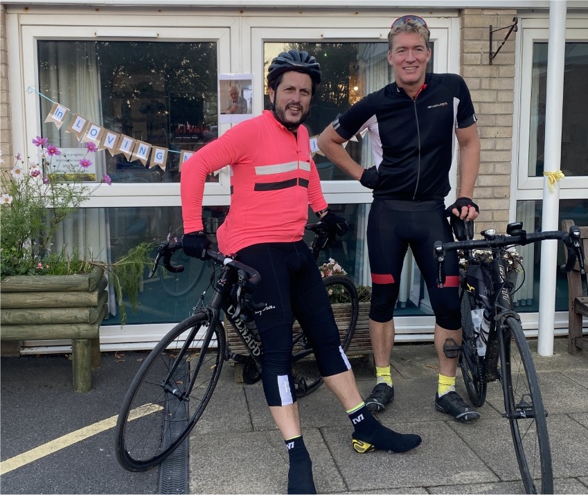 Cyclists Patrick Patterson and Cristyn Bevan arrive at Frith House