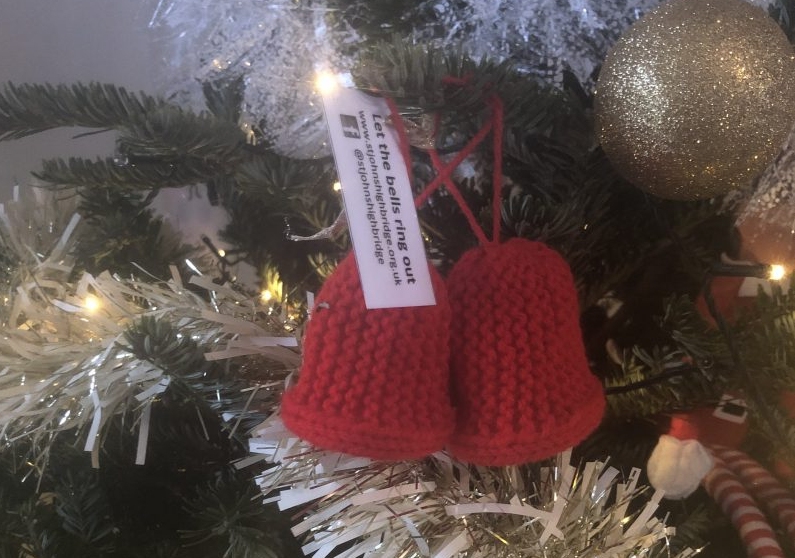 Hundreds of knitted bells have been spread around Highbridge this weekend in a festive 'yarn bombing' that aims to spread positivity.