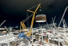 world's biggest crane at Hinkley Point C near Burnham-On-Sea