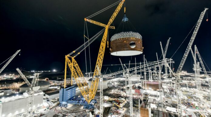world's biggest crane at Hinkley Point C near Burnham-On-Sea
