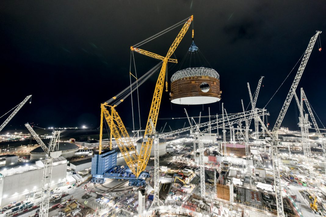 world's biggest crane at Hinkley Point C near Burnham-On-Sea