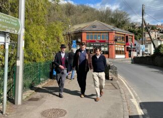 James Heappey, Jeff Savage and Graham Godwin Pearson by the Gorge