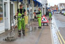 Burnham-On-Sea’s town centre pavements given a deep clean ahead of Jubilee