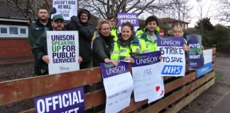 Ambulance staff strike in Burnham-On-Sea