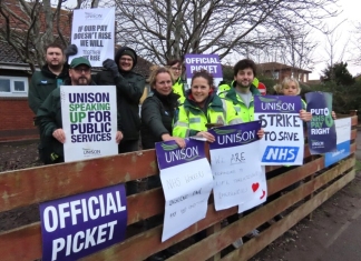 Ambulance staff strike in Burnham-On-Sea