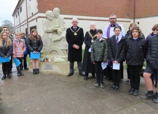 Holocaust memorial day 2023 in Highbridge next to Frank Foley statue