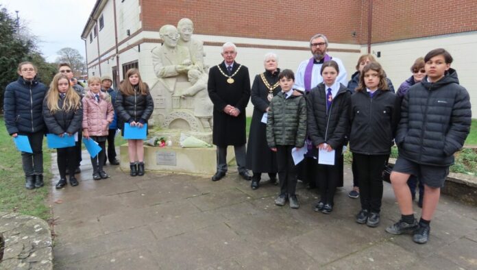 Holocaust memorial day 2023 in Highbridge next to Frank Foley statue