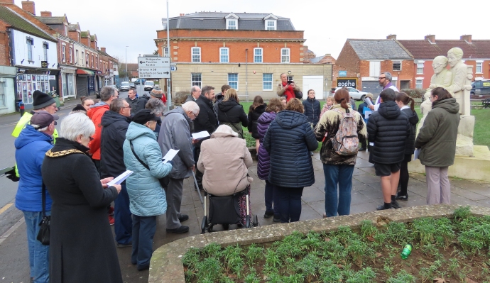 Holocaust memorial day 2023 in Highbridge next to Frank Foley statue