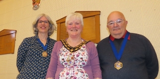 Burnham and Highbridge Mayor Cllr Lesley Millard, Deputy Mayor Cllr Sharon Perry and Mayor's Representative Cllr Roger Keen