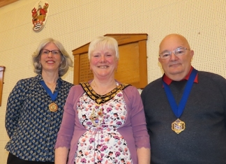 Burnham and Highbridge Mayor Cllr Lesley Millard, Deputy Mayor Cllr Sharon Perry and Mayor's Representative Cllr Roger Keen