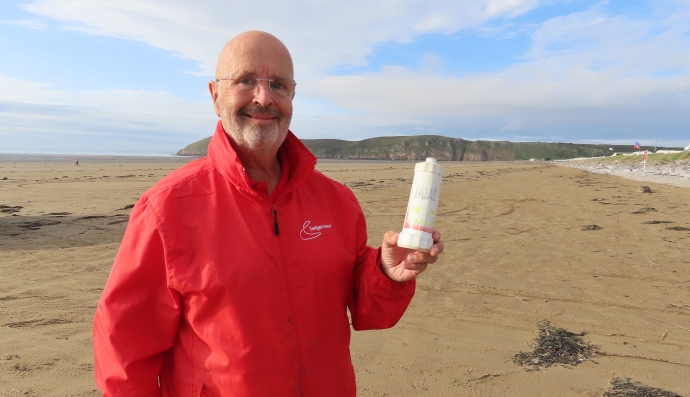 52 year old plastic bottle washed up on Brean beach