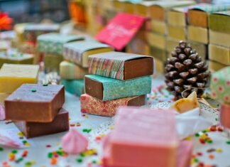 assorted-color bar soap lot on white surface