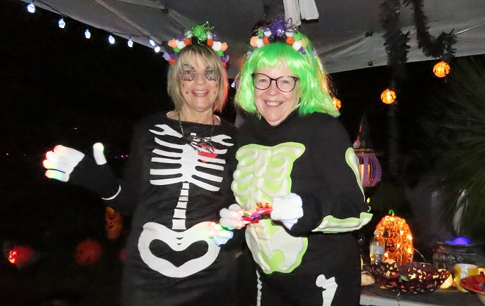 Morag Croker and Sandy Ballantyne at the Burnham-On-Sea Halloween display