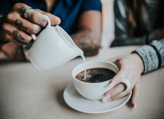 coffee, milk, hands