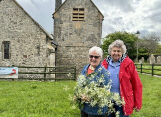 Sheila Lodge and Judy Allen at St Bridgets Church in Brean