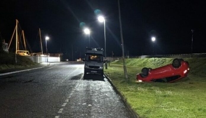 Burnham-On-Sea Police arrest driver as car overturns after crashing into lamp post on seafront