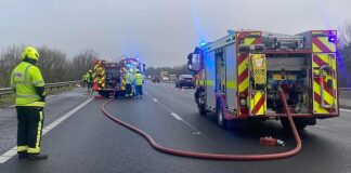 M5 motorway fire engines